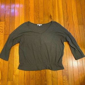 Army Green V Neck Sweater Size L